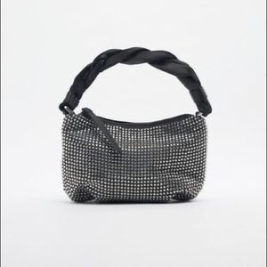 Zara Sparkly Studded Shoulder Bag NWT